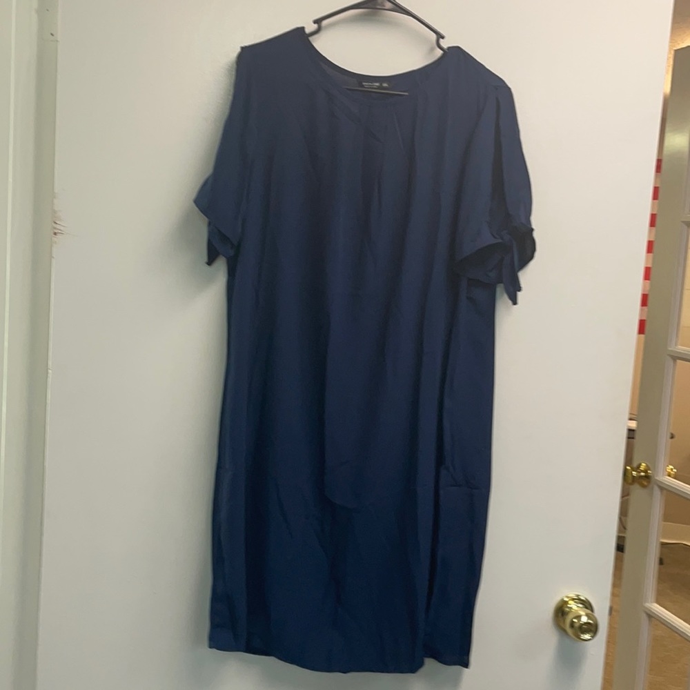 Navy blue work dress with tie sleeves - size 0x